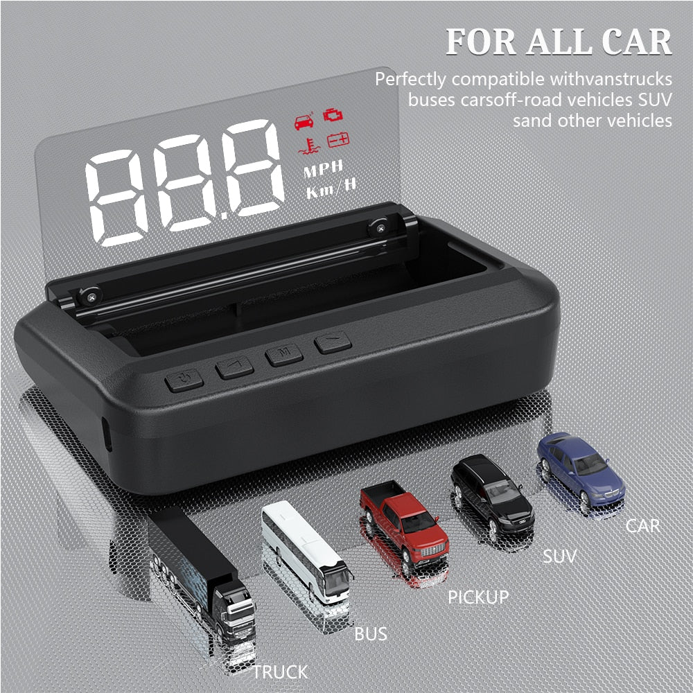 GPS HUD Display Car Alarm Projector - Hobe.ie